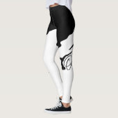 Leggings blanco con corte de negro para  yoga レギンス (左)