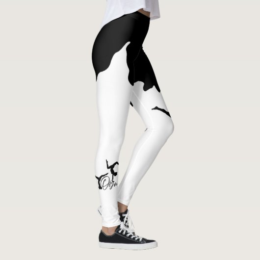 Leggings blanco con corte de negro para  yoga レギンス (右)