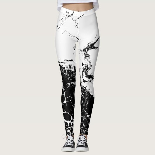  Leggings blanco y negro レギンス (正面)