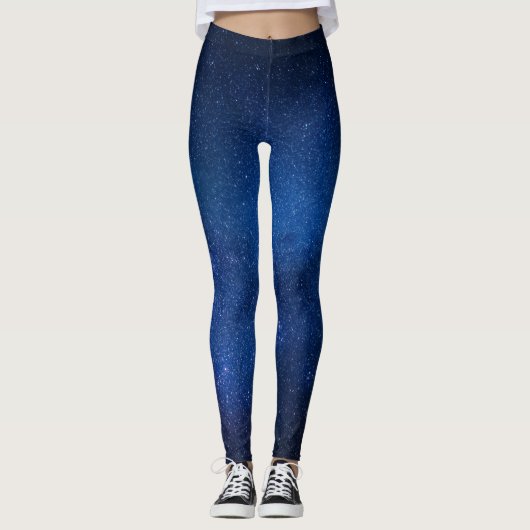 Leggings - blauer Nachthimmel, Sterne, Galaxie レギンス (正面)