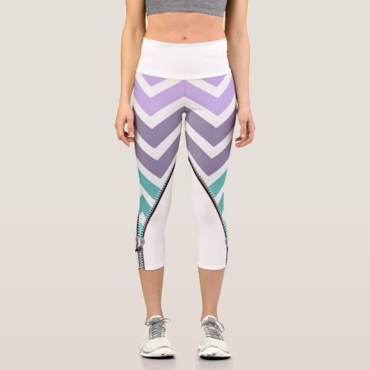 Leggings Capri blanco con zigzag カプリレギンス (正面)