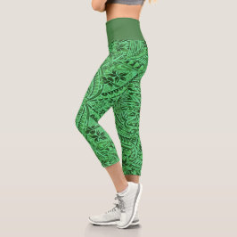Leggings Capri Capris taille haute/Tribal/Vert カプリレギンス