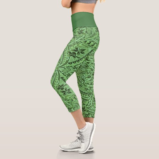 Leggings Capri Capris taille haute/Tribal/Vert カプリレギンス (左)
