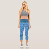 Leggings Capri taille haute/Tribal/Bleu pétrole カプリレギンス (正面)