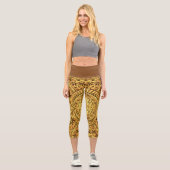Leggings Capri taille haute/Tribal/Jaune Marron カプリレギンス (正面)