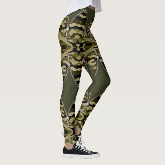 Leggings estilo militar con cortes de cremallera レギンス (右)