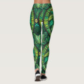 Leggings featuring a vibrant green tropical leaf  レギンス (裏面)
