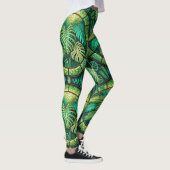 Leggings featuring a vibrant green tropical leaf  レギンス (右)