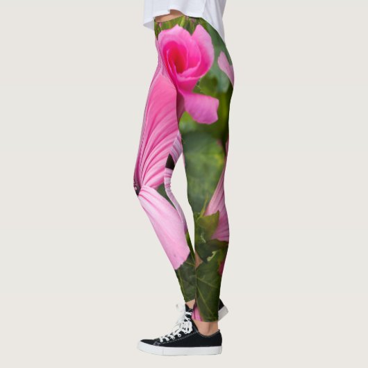 Leggings fleur rose avec la rosée du matin レギンス (左)
