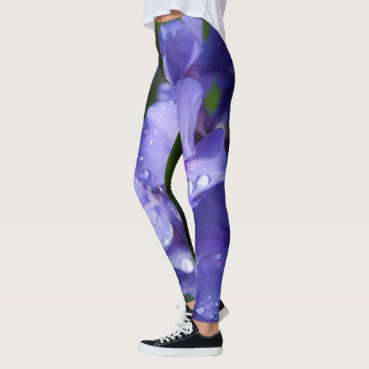 leggings fleur violet avec la rosée du matin レギンス (左)