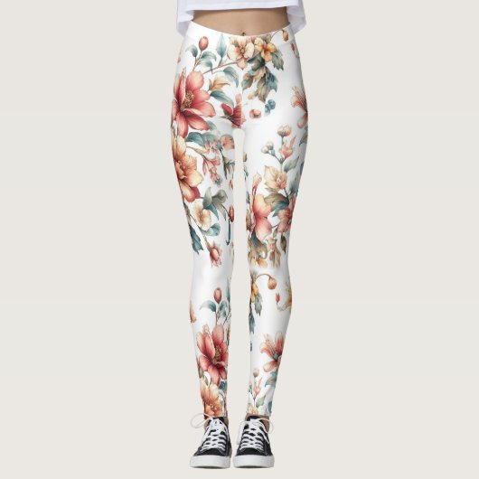 Leggings Florales Acuarela: Estilo que Florece レギンス (正面)
