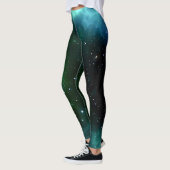 Leggings - grüne Galaxie, Sterne, Universum レギンス (左)