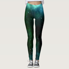 Leggings - grüne Galaxie, Sterne, Universum レギンス