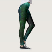 Leggings - grüne Galaxie, Sterne, Universum レギンス (右)