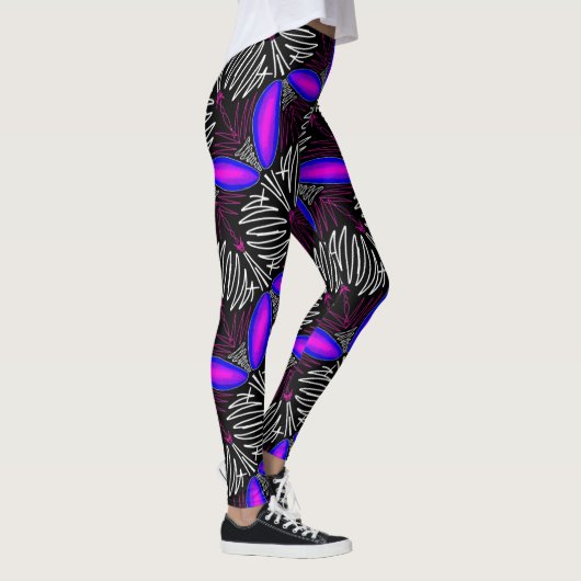 Leggings Jimette Design blanc et fuchsia sur noir レギンス (右)