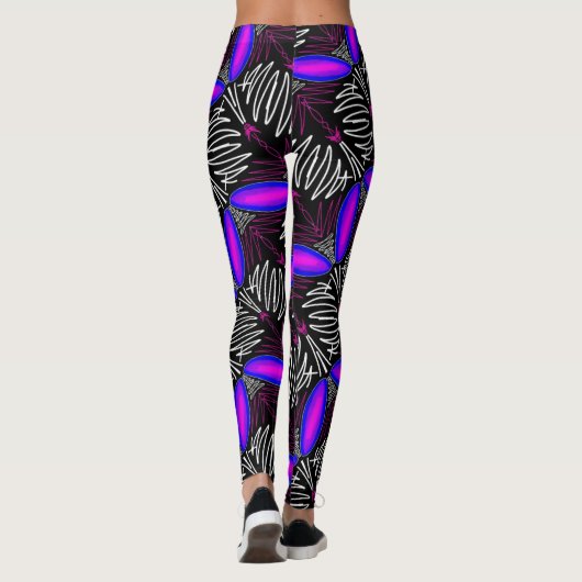 Leggings Jimette Design blanc et fuchsia sur noir レギンス (裏面)
