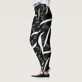 Leggings Jimette Design blanc sur noir レギンス