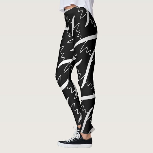 Leggings Jimette Design blanc sur noir レギンス (左)