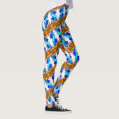 Leggings Jimette Design bleu et brun sur blanc レギンス (右)