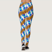 Leggings Jimette Design bleu et brun sur blanc レギンス (裏面)