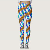 Leggings Jimette Design bleu et brun sur blanc レギンス (正面)