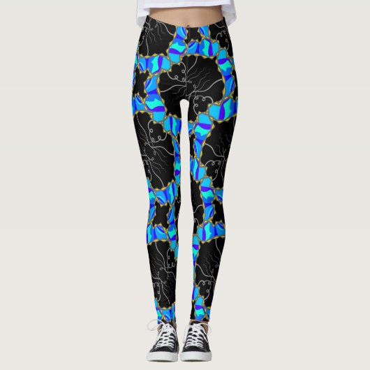 Leggings JImette Design bleu et noir レギンス (正面)