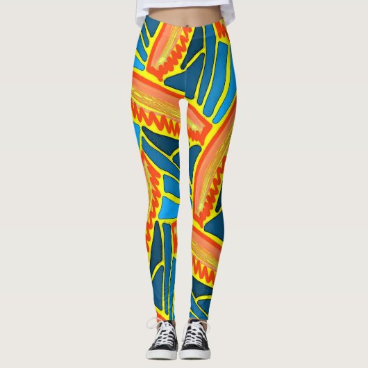 Leggings Jimette Design de orange jaune bleu レギンス (正面)