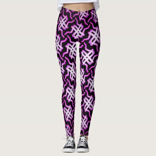 Leggings Jimette Design fuchsia blanc sur noir レギンス (正面)