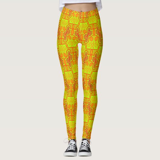 Leggings Jimette Design jaune et orange レギンス (正面)