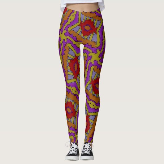 Leggings Jimette Design jaune rouge orange mauve レギンス (正面)