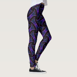 Leggings Jimette Design mauve bleu sur noir レギンス