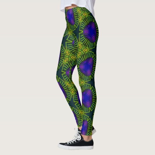 Leggings Jimette Design mauve jaune sur noir レギンス (左)