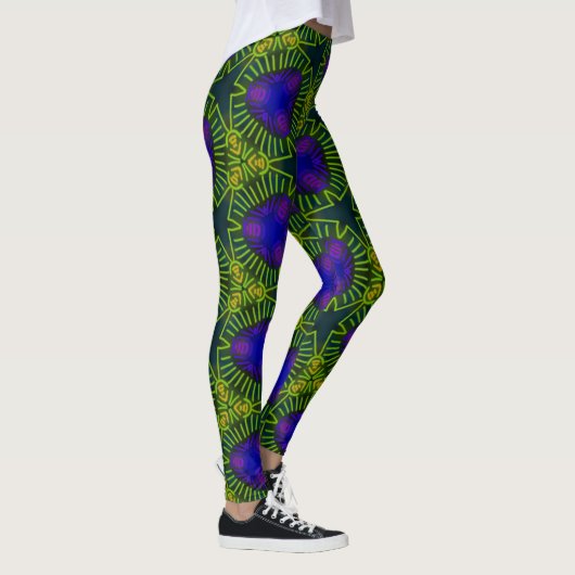 Leggings Jimette Design mauve jaune sur noir レギンス (右)