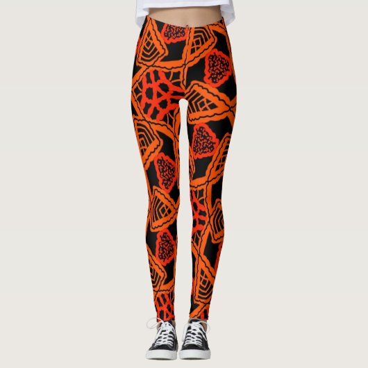 Leggings Jimette Design orange et noir レギンス (正面)