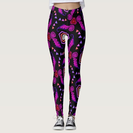 Leggings Jimette Design rouge rose blanc noir レギンス (正面)