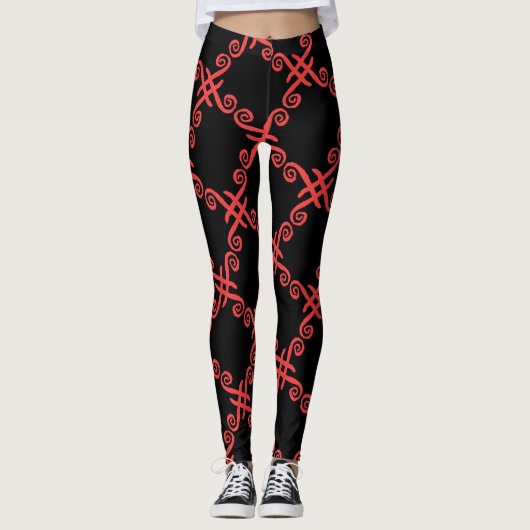 Leggings Jimette Design rouge sur noir レギンス (正面)