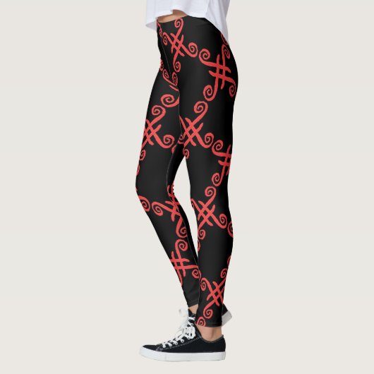 Leggings Jimette Design rouge sur noir レギンス (左)