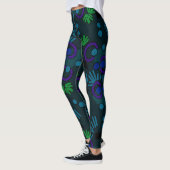 Leggings Jimette Design vert bleu mauve sur noir レギンス (左)