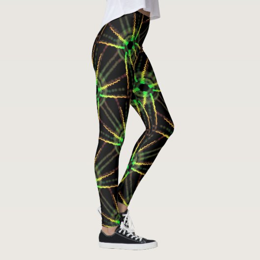 Leggings Jimette Design vert et jaune sur noir レギンス (右)