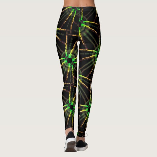 Leggings Jimette Design vert et jaune sur noir レギンス (裏面)