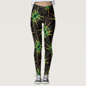 Leggings Jimette Design vert et jaune sur noir レギンス (正面)