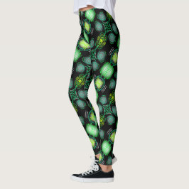 Leggings Jimette Design vert sur noir レギンス