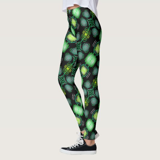 Leggings Jimette Design vert sur noir レギンス (左)