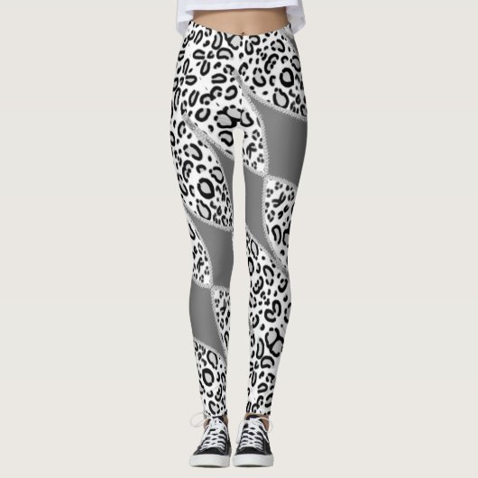 Leggings leopardo en gris con blanco. レギンス (正面)