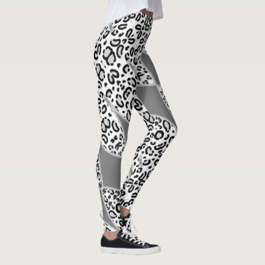 Leggings leopardo en gris con blanco. レギンス (右)
