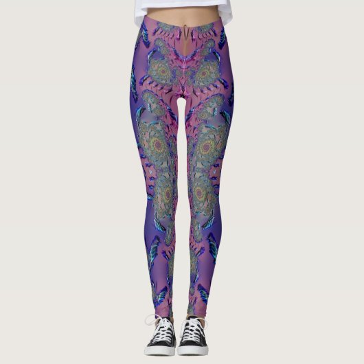 Leggings ~mauve blue green 3D ~ Original レギンス (正面)