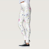 Leggings motif floral noir et blanc レギンス (左)