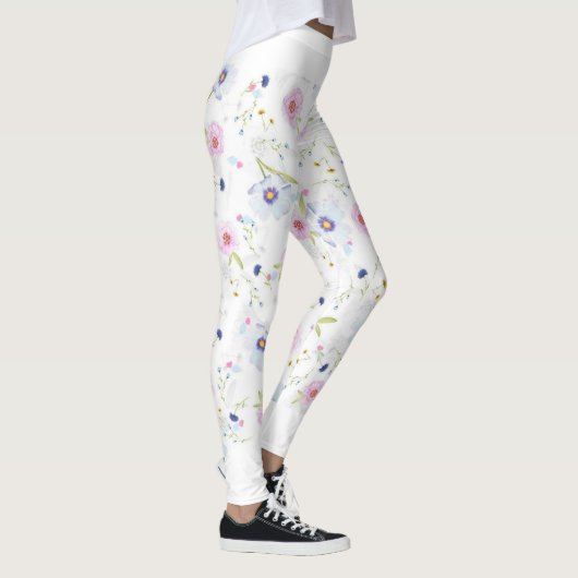 Leggings motif floral noir et blanc レギンス (右)