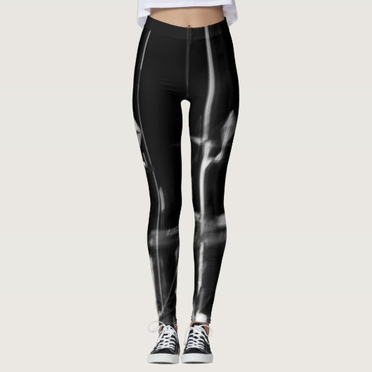 leggings noir et blanc photo abstraite レギンス (正面)