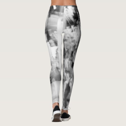 leggings noir et blanc photo abstraite レギンス (裏面)